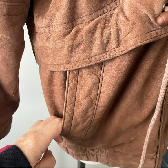 Vintage Architect Genuine Leather Zip Jacket Brown Cinchable Unisex Size Small - Picture 8 of 13